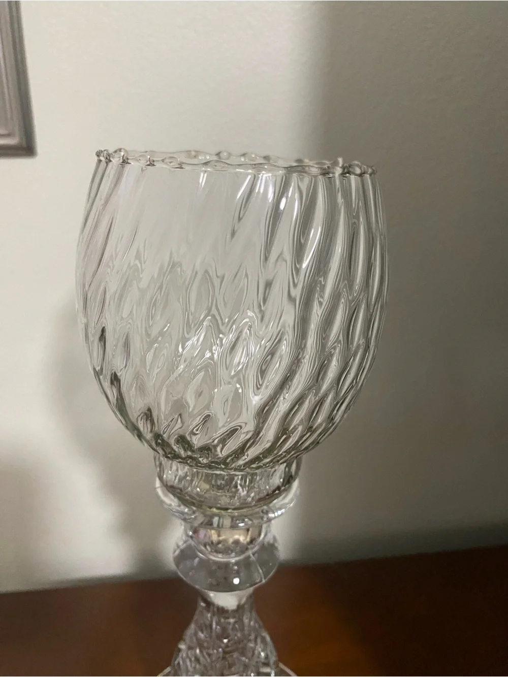 Clear Glass Decorative Hurricane Lamp with Textured Bowl